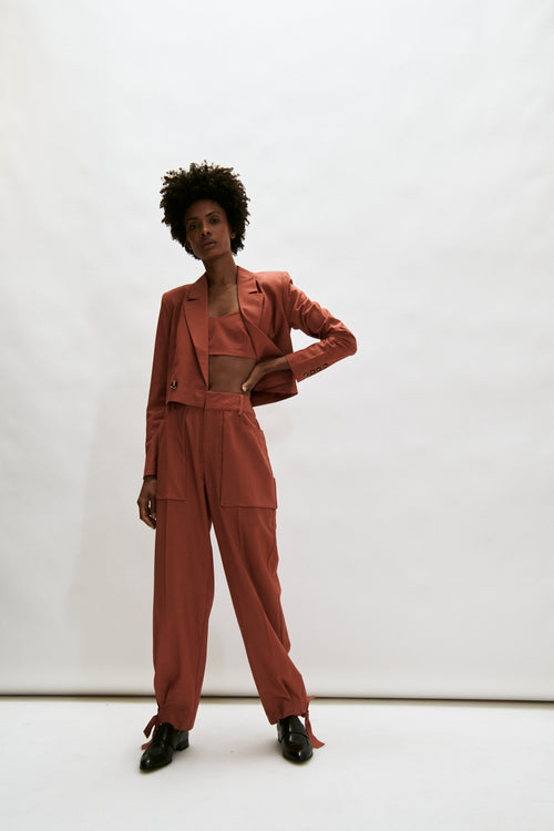 The Greenwich Cropped Blazer- Brick